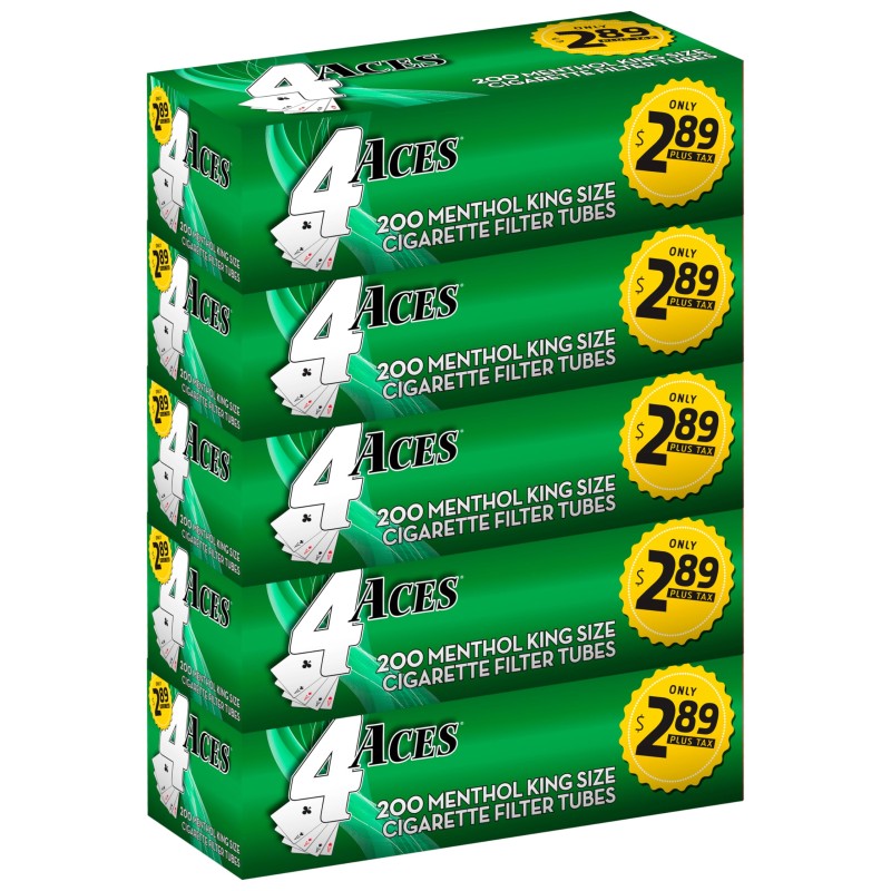 4 ACES MENTHOL KING SIZE TUBES $2.89 / 5-200