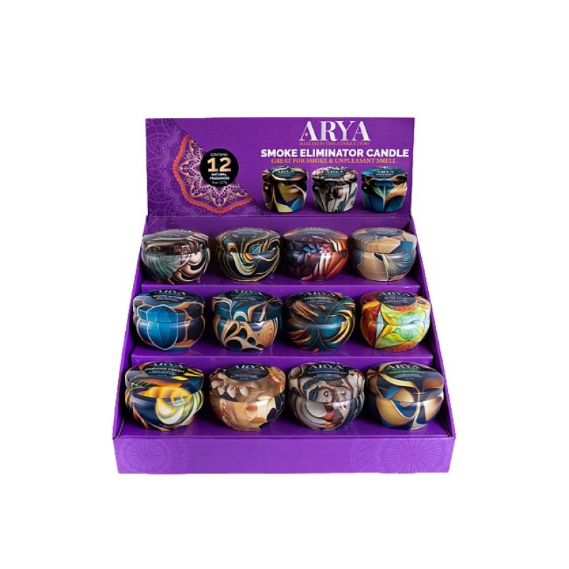 ARYA ODOR ELIMINATOR CANDLE 8OZ 12CT DISPLAY