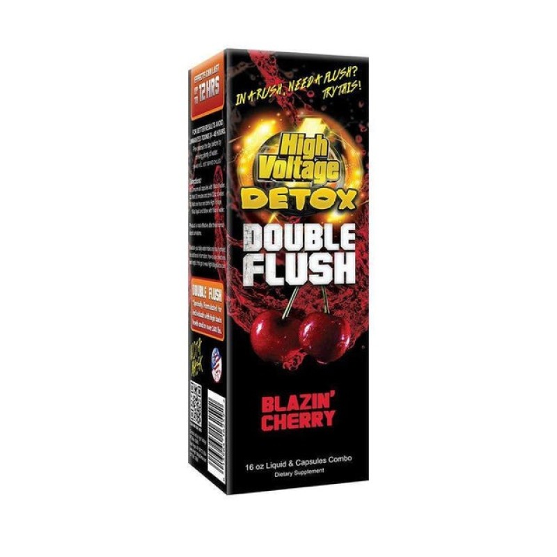 HIGH VOLTAGE DETOX DOUBLE FLUSH 16OZ LIQUID & CAPSULES COMBO (BLAZIN CHERRY)