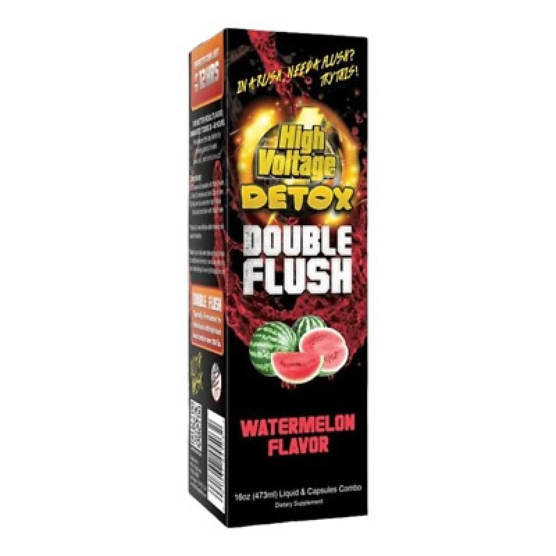 HIGH VOLTAGE DETOX DOUBLE FLUSH 16OZ LIQUID & CAPSULES COMBO (POMEGRANATE FLAVOR)