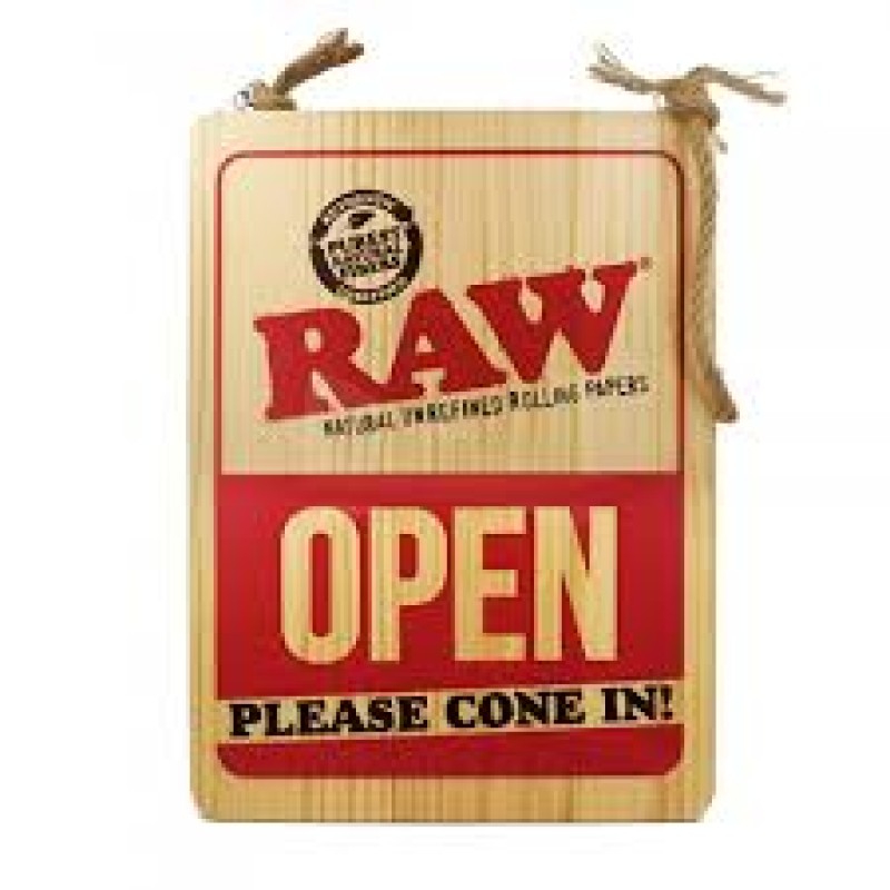 Raw® Wood Sign Open Please Cone IN